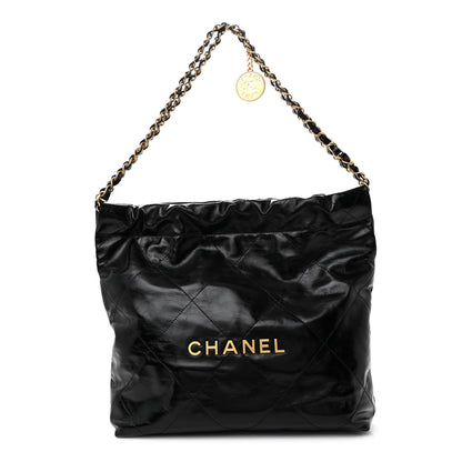 Chanel Shiny Calfskin Quilted Small Chanel 22 Black 1 of 12