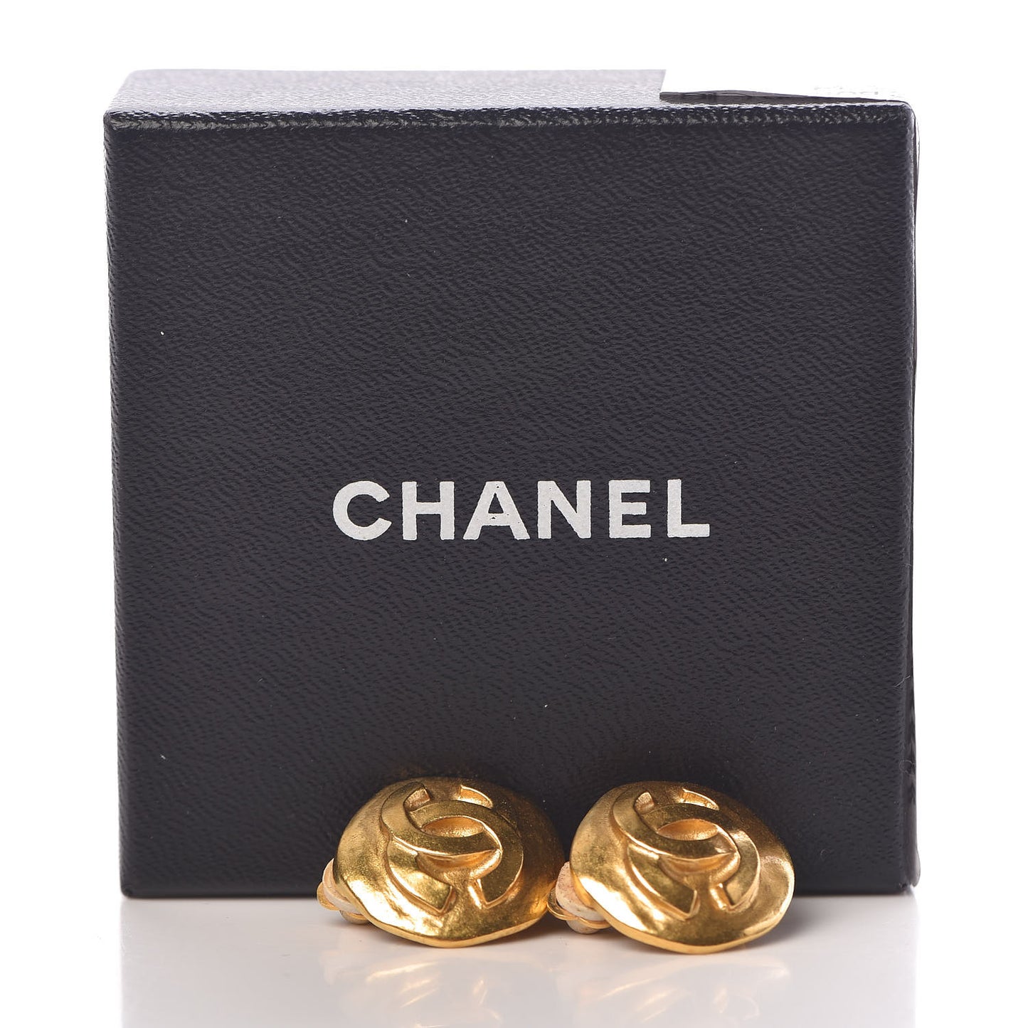 CC Button Clip On Earrings Gold