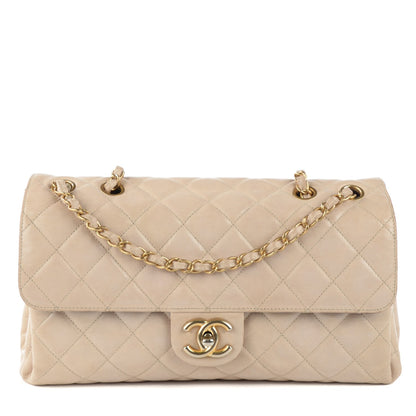 Chanel Glazed Calfskin Quilted Jumbo Clams Pocket Flap Beige 1 of 9
