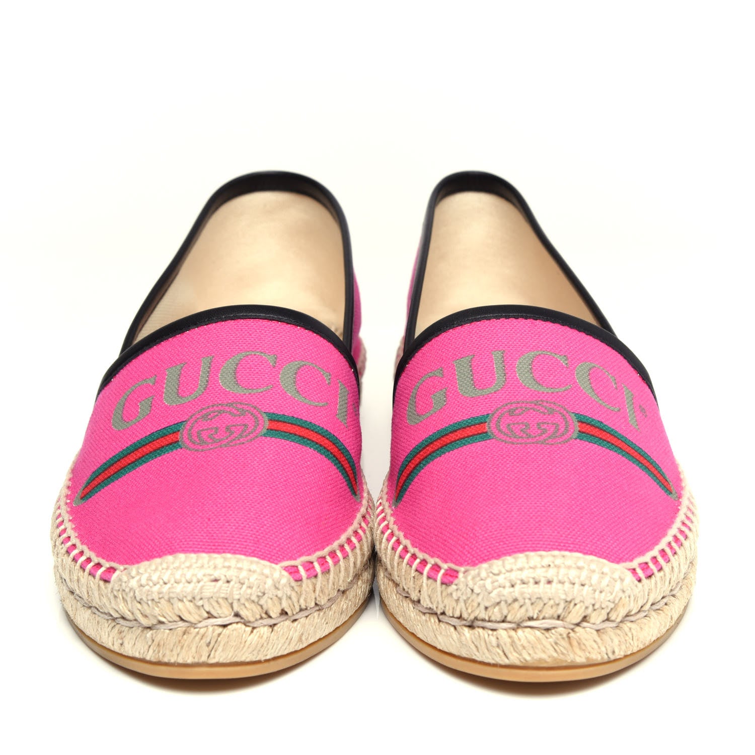 Gucci Canvas Logo Espadrilles 38 Cyclamen Rose Black 2 of 12