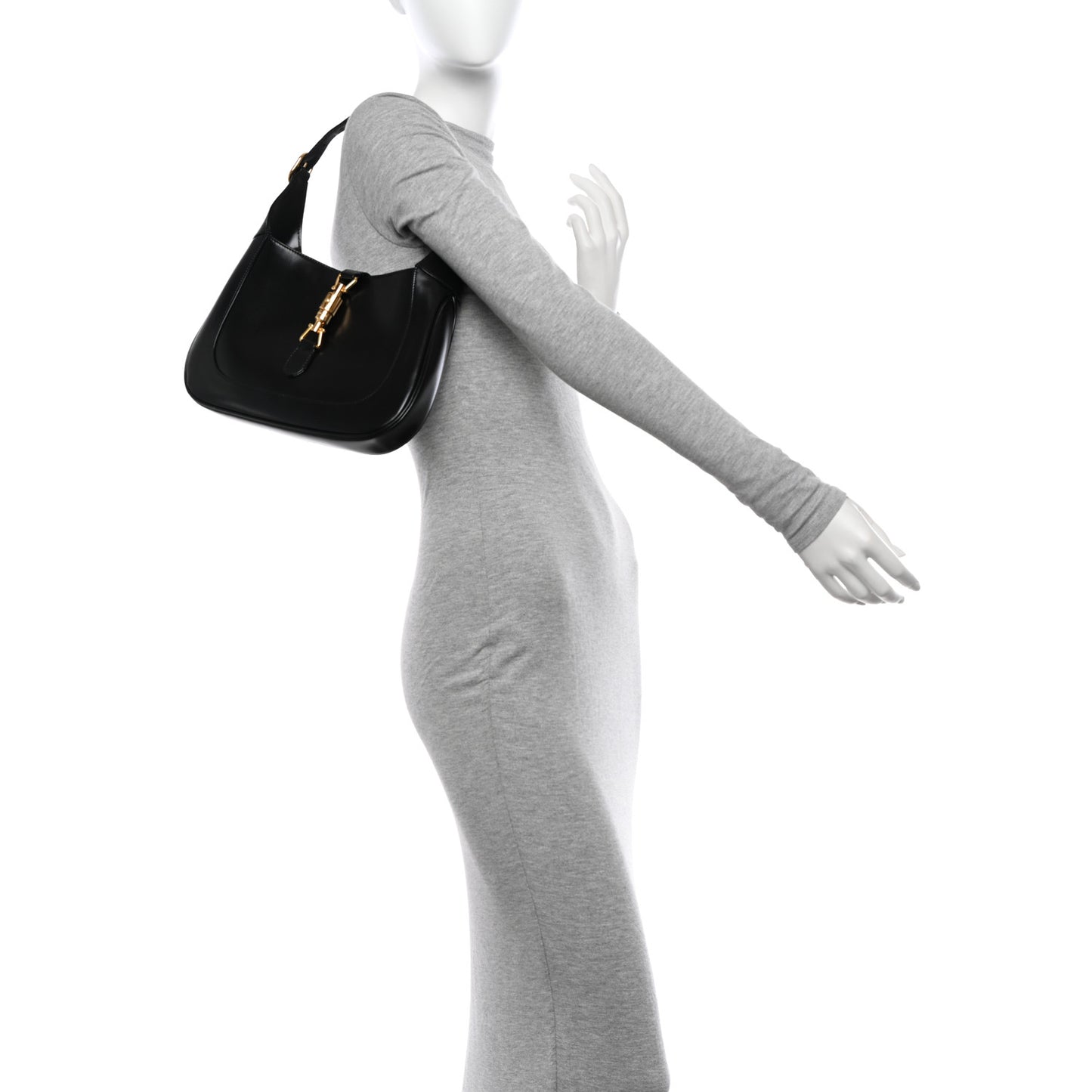 Boarded Dyana Lux Calfskin Small Jackie 1961 Hobo Black