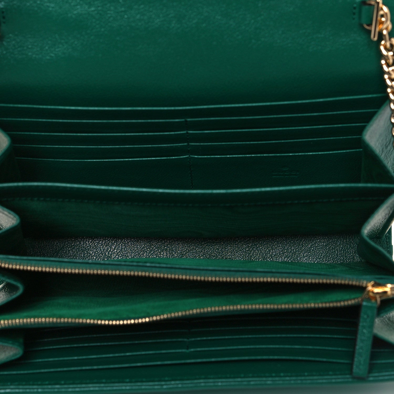 Gucci Azalea Calfskin Enamel Matelasse Diagonal Torchon GG Marmont Chain Wallet New Shamrock Emerald 4 of 10