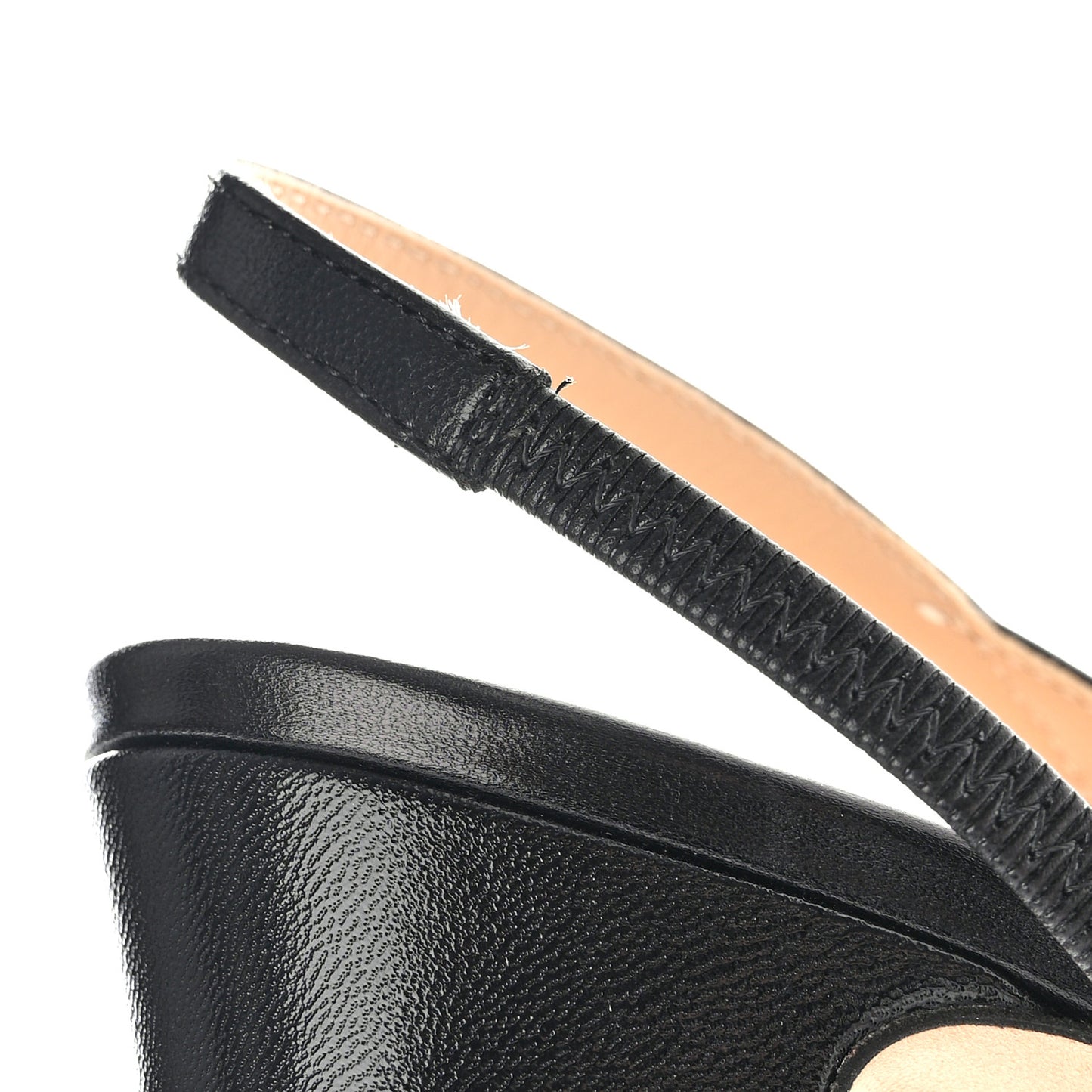 Goatskin Grosgrain Cap Toe CC Slingback Sandals 36 Black