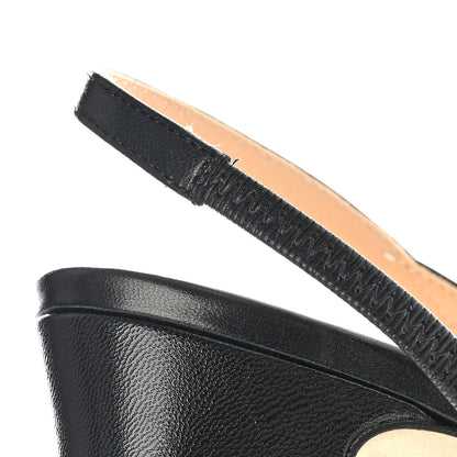 Chanel Goatskin Grosgrain Cap Toe CC Slingback Sandals 36 Black 9 of 9