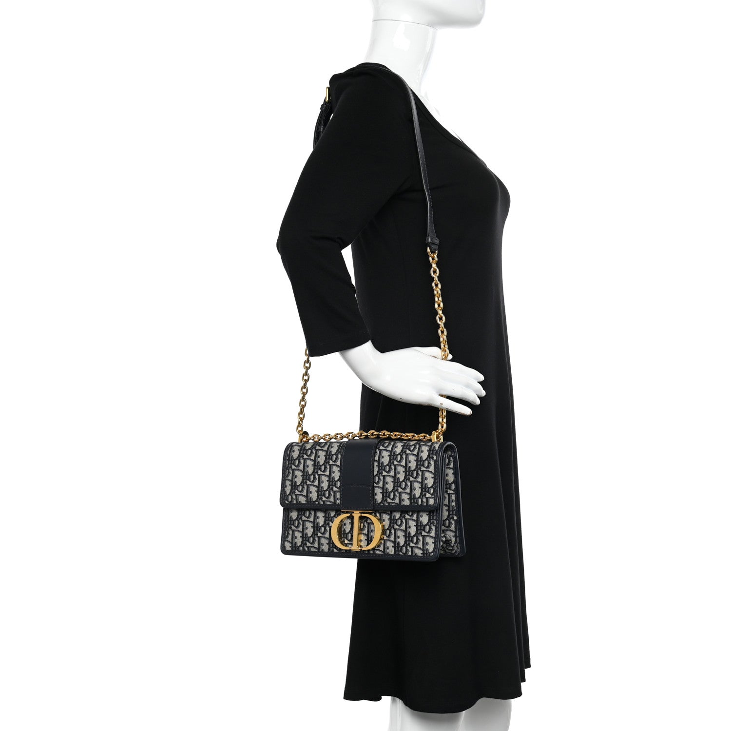 Christian Dior Oblique 30 Montaigne Chain Flap Bag Blue 2 of 9