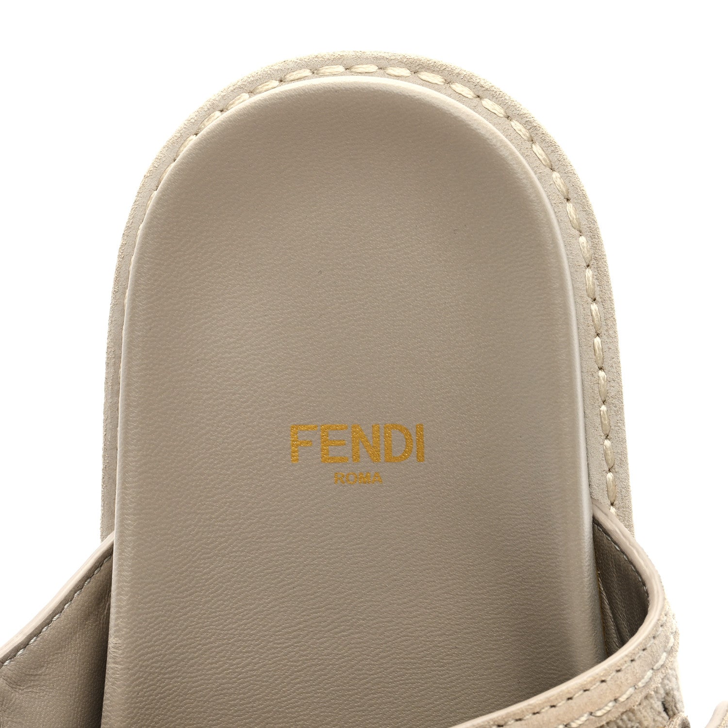 Fendi Chenille Fabric Jacquard Suede FF Womens Fendi Feel Buckled Slide Sandals 37 Tortora Nuvola Rock 7 of 7