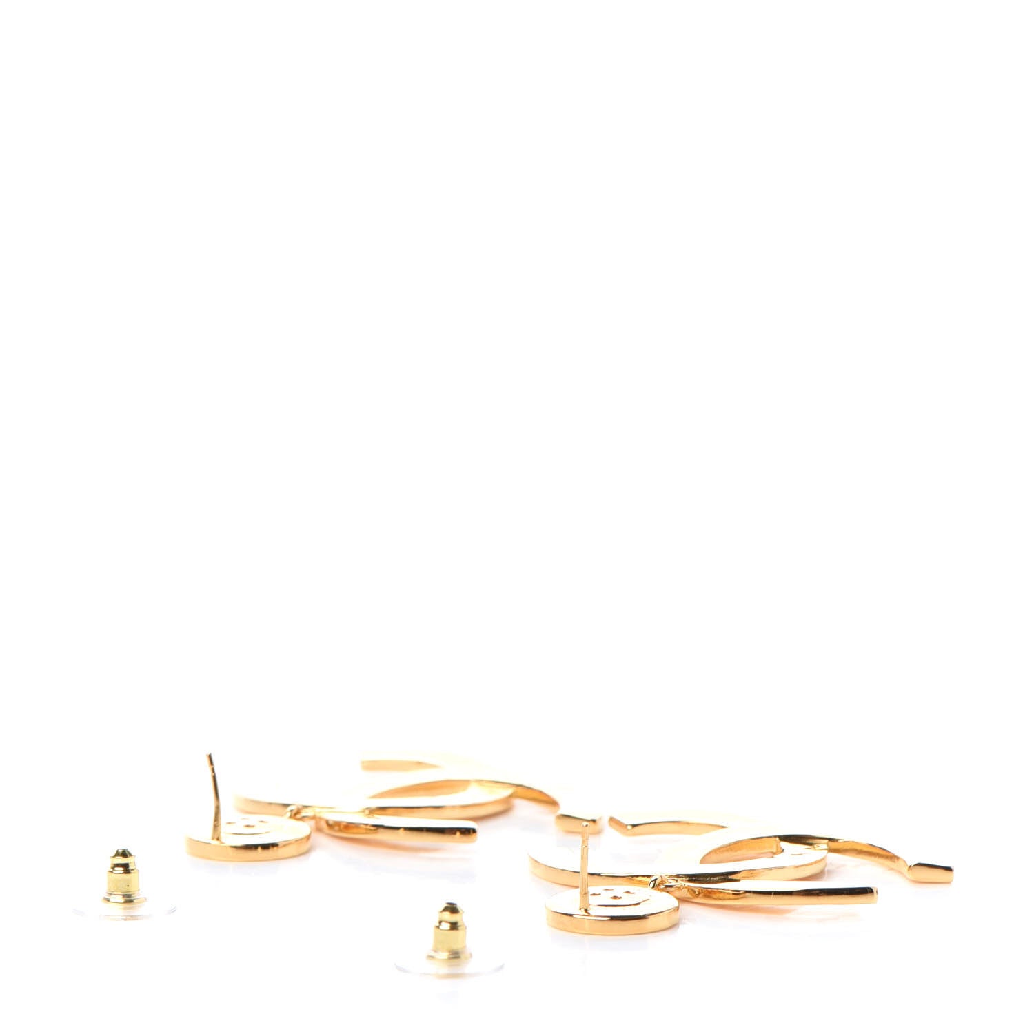 Chanel Metal Large Paris Button Earrings Gold 3 of 6