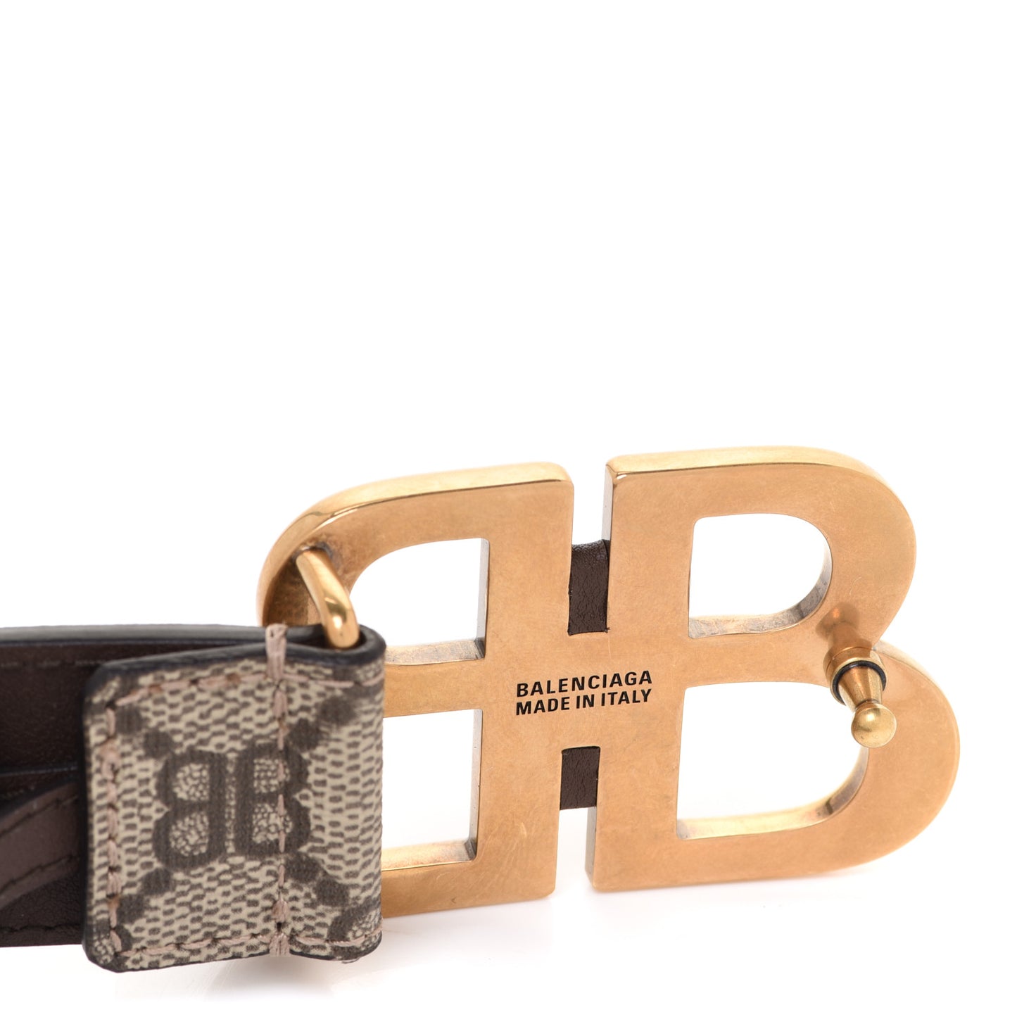 X BALENCIAGA BB Supreme Monogram Belt 80 32 Beige Ebony