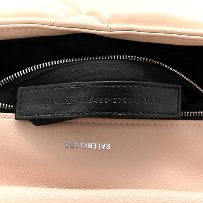 Balenciaga Nappa Calfskin Quilted Touch B Puffy Clutch Light Beige 7 of 8