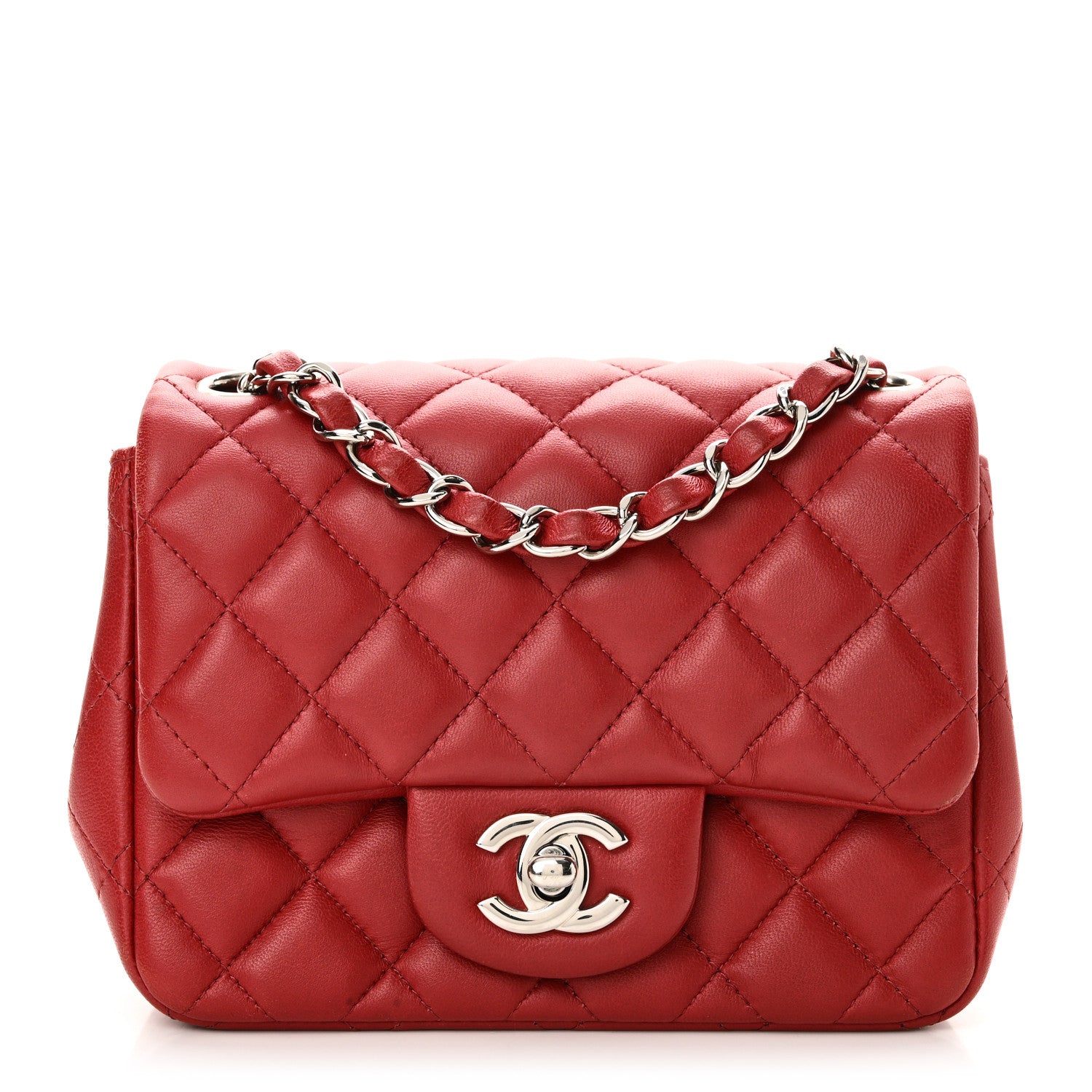 Chanel Lambskin Quilted Mini Square Flap Red 1 of 13