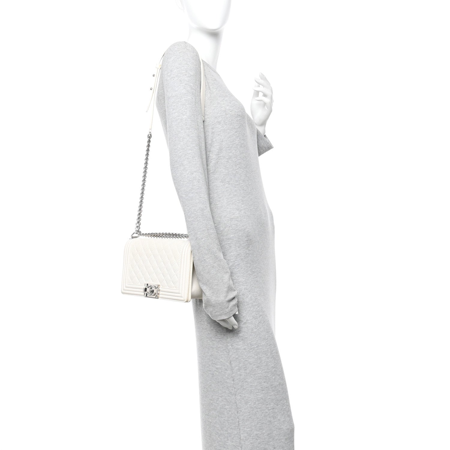 Chanel Lambskin Perforated Medium Boy Flap White 2 of 12