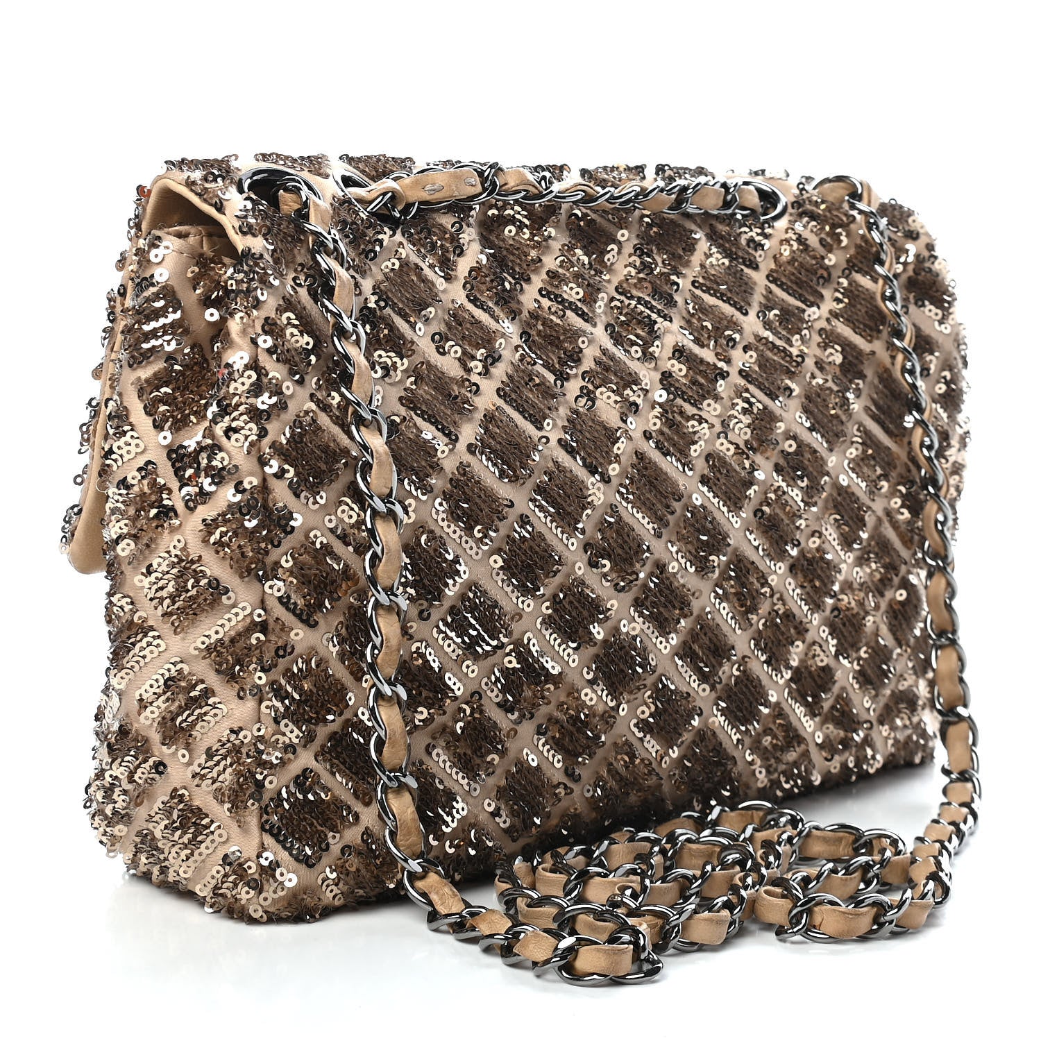 Chanel Sequin Quilted Medium Single Flap Gold 3 of 9