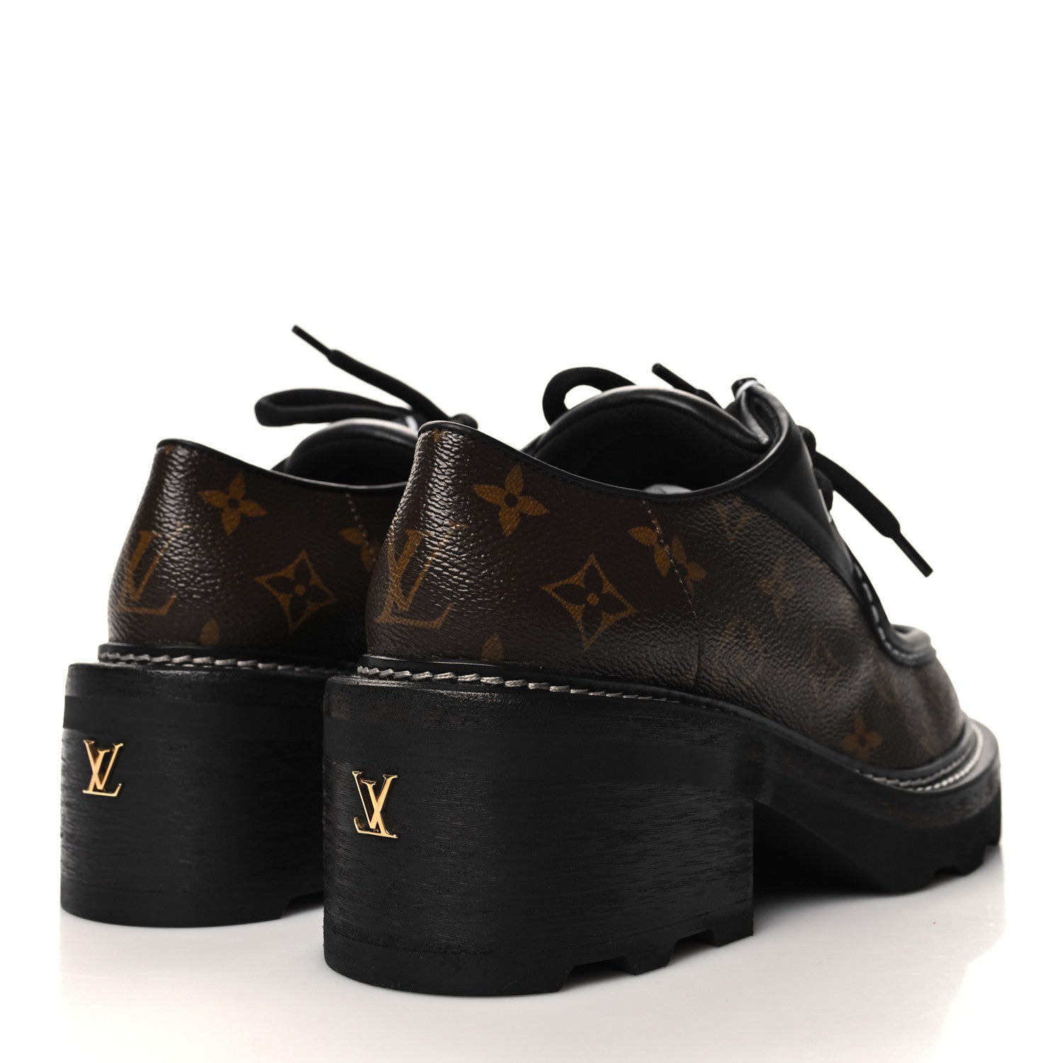 Louis Vuitton Monogram Calfskin Beaubourg Platform Derby Shoes 39 Brown 4 of 8