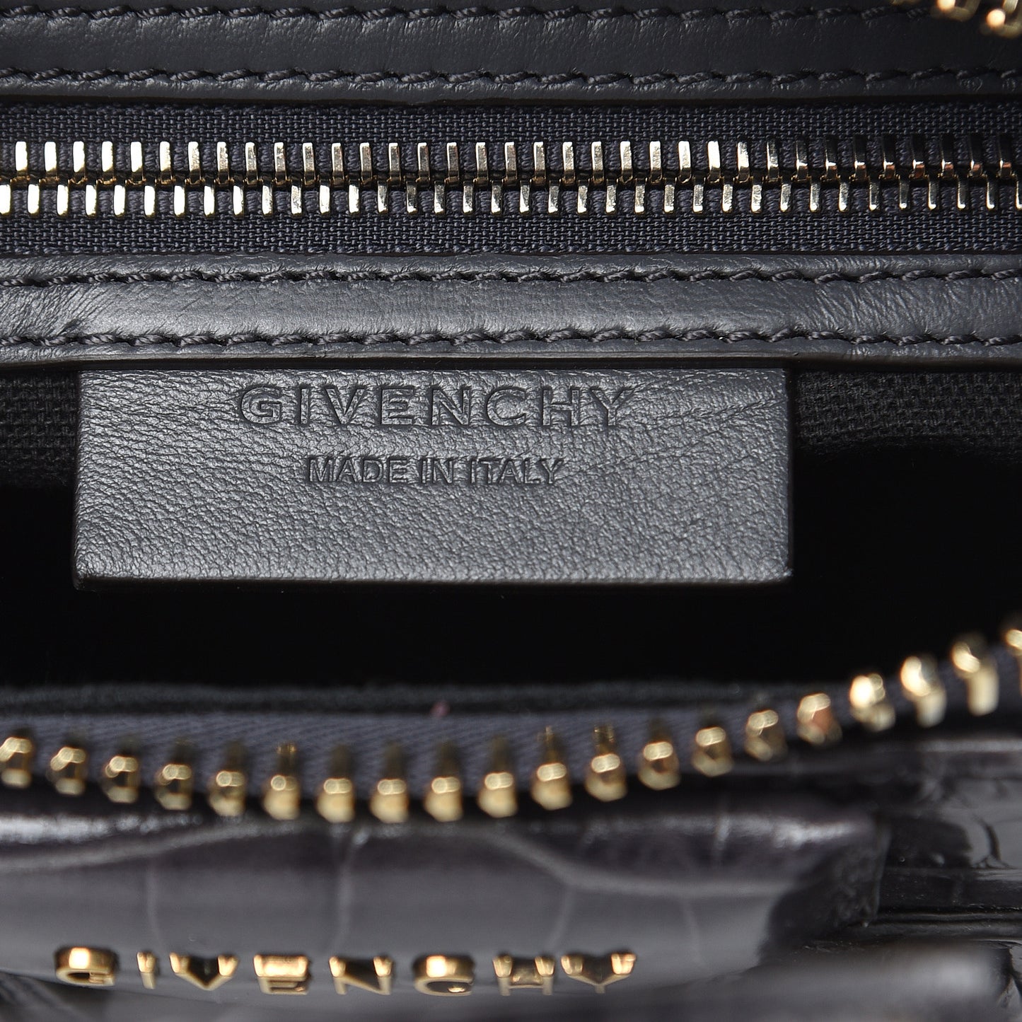 Calfskin Crocodile Embossed Mini Antigona Storm Grey