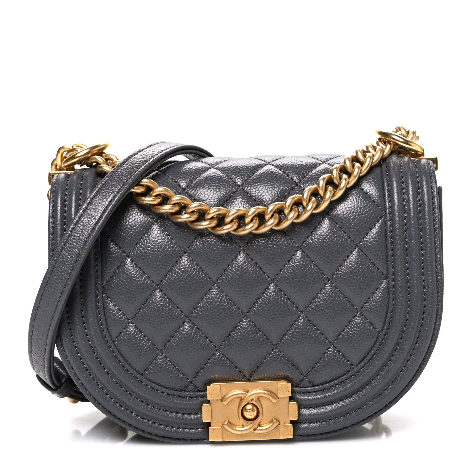 Chanel Caviar Quilted Small Boy Messenger Bag Dark Grey 1 of 10