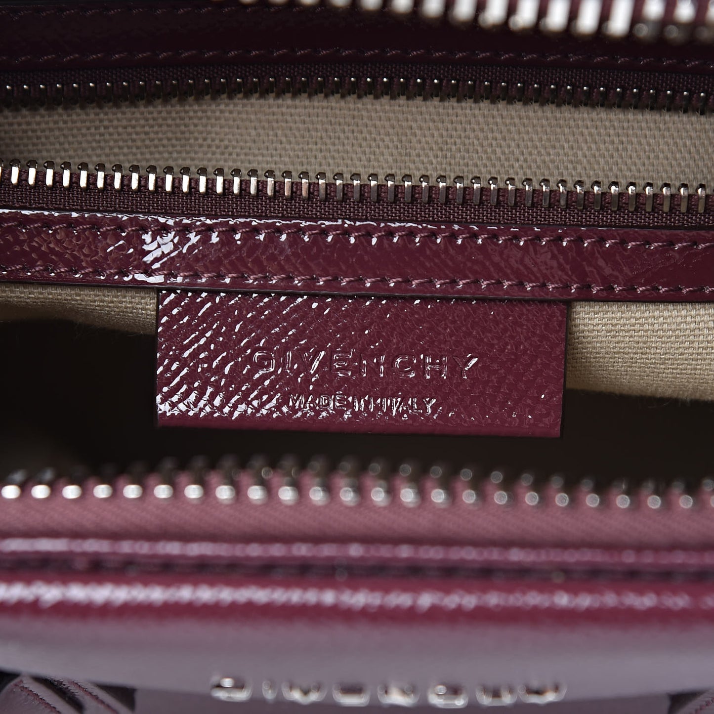 Textured Patent Calfskin Small Antigona Aubergine
