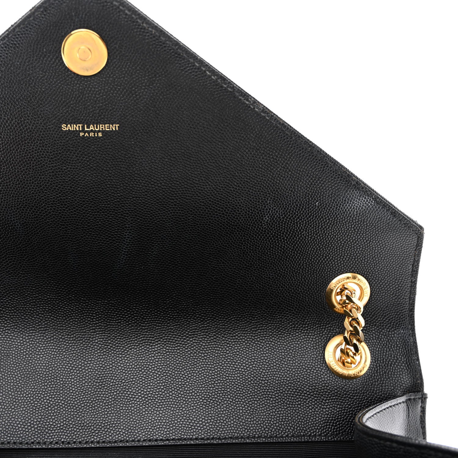 Saint Laurent Grain De Poudre Matelasse Chevron Large Monogram Satchel Black 12 of 13