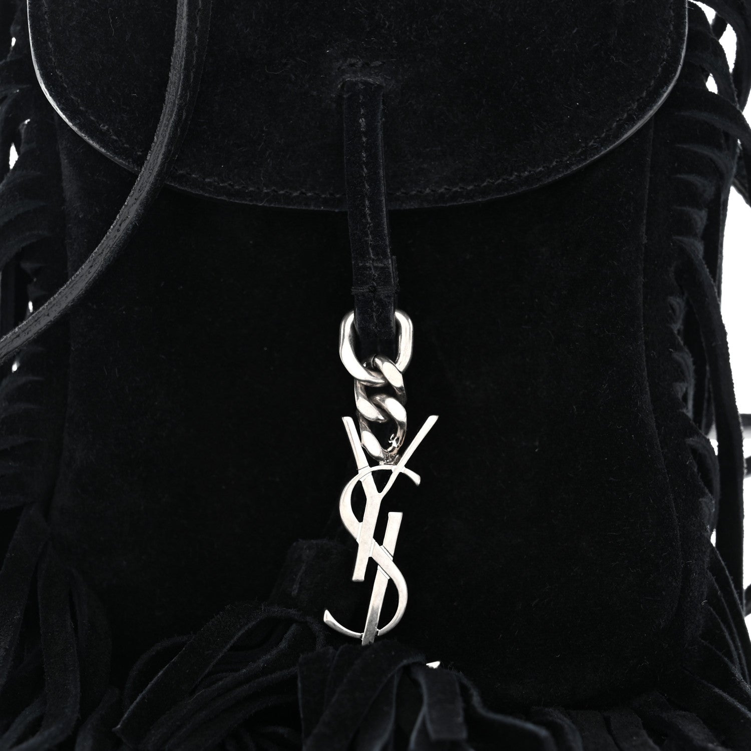 Saint Laurent Suede Fringe Toy Monogram Anita Crossbody Bag Black 8 of 10