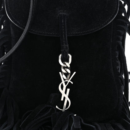 Saint Laurent Suede Fringe Toy Monogram Anita Crossbody Bag Black 8 of 10
