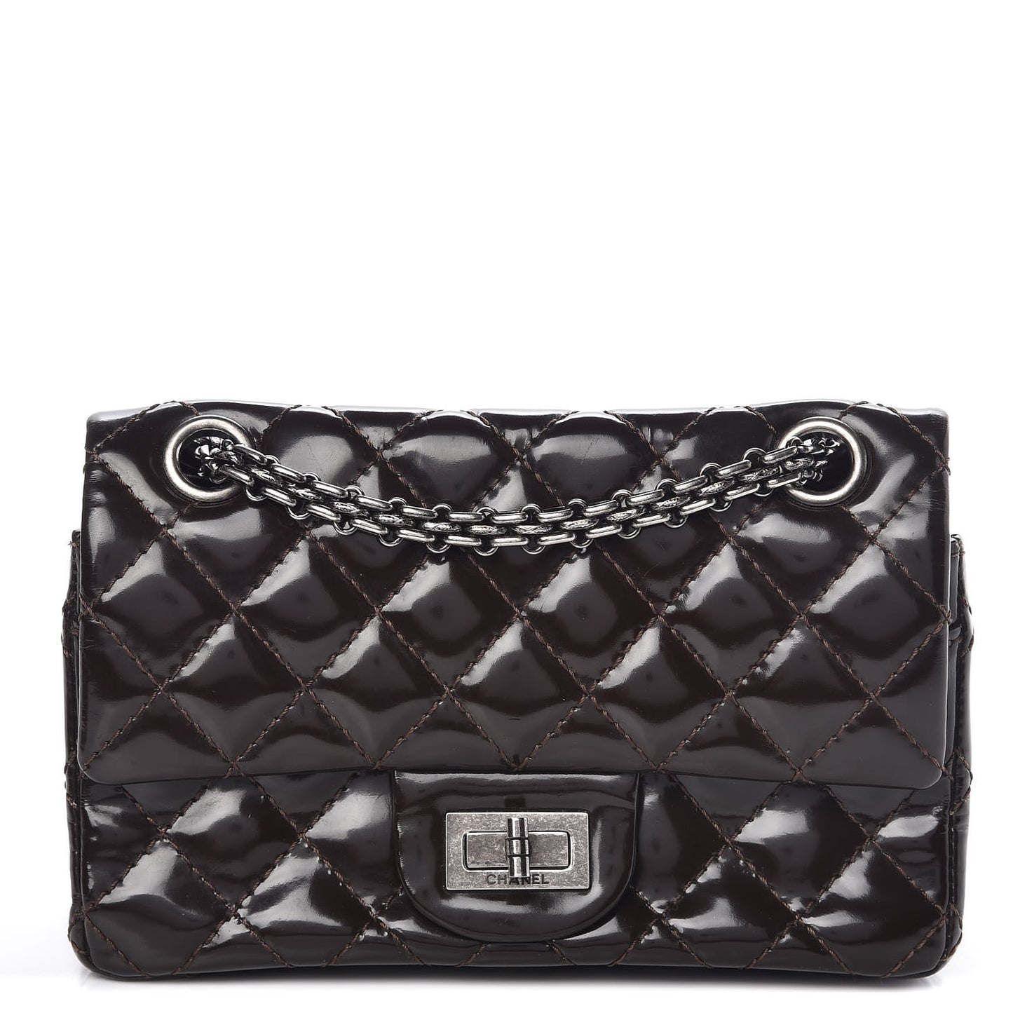 Patent Quilted Small Accordion 2.55 Reissue Flap Dark Brown