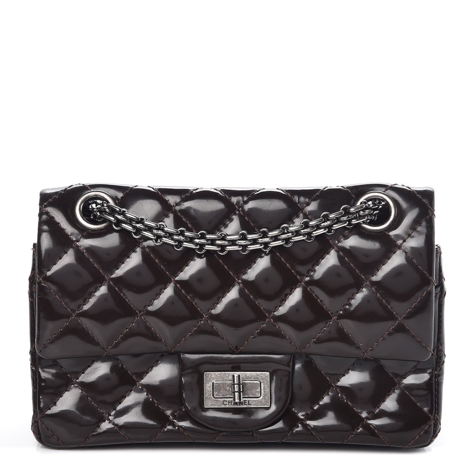 Chanel Patent Quilted Small Accordion 2.55 Reissue Flap Dark Brown 1 of 11