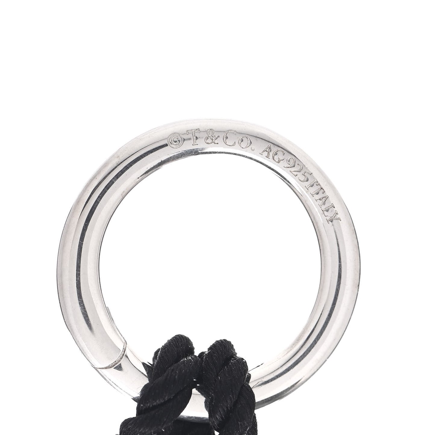 Sterling Silver Circle Clasp Cord Necklace Black