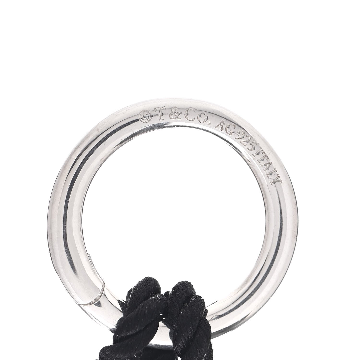 Tiffany Sterling Silver Circle Clasp Cord Necklace Black 5 of 5