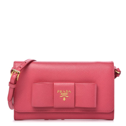 Prada Saffiano Fiocco Bow Flap Wallet Peonia 1 of 10