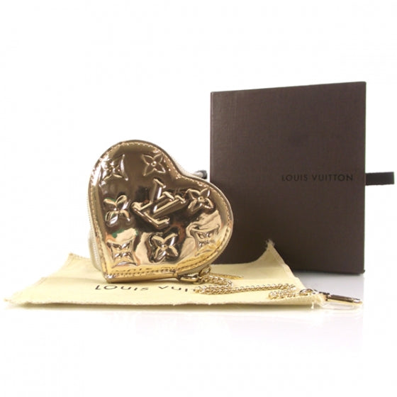 Monogram Miroir Heart Coin Purse Gold
