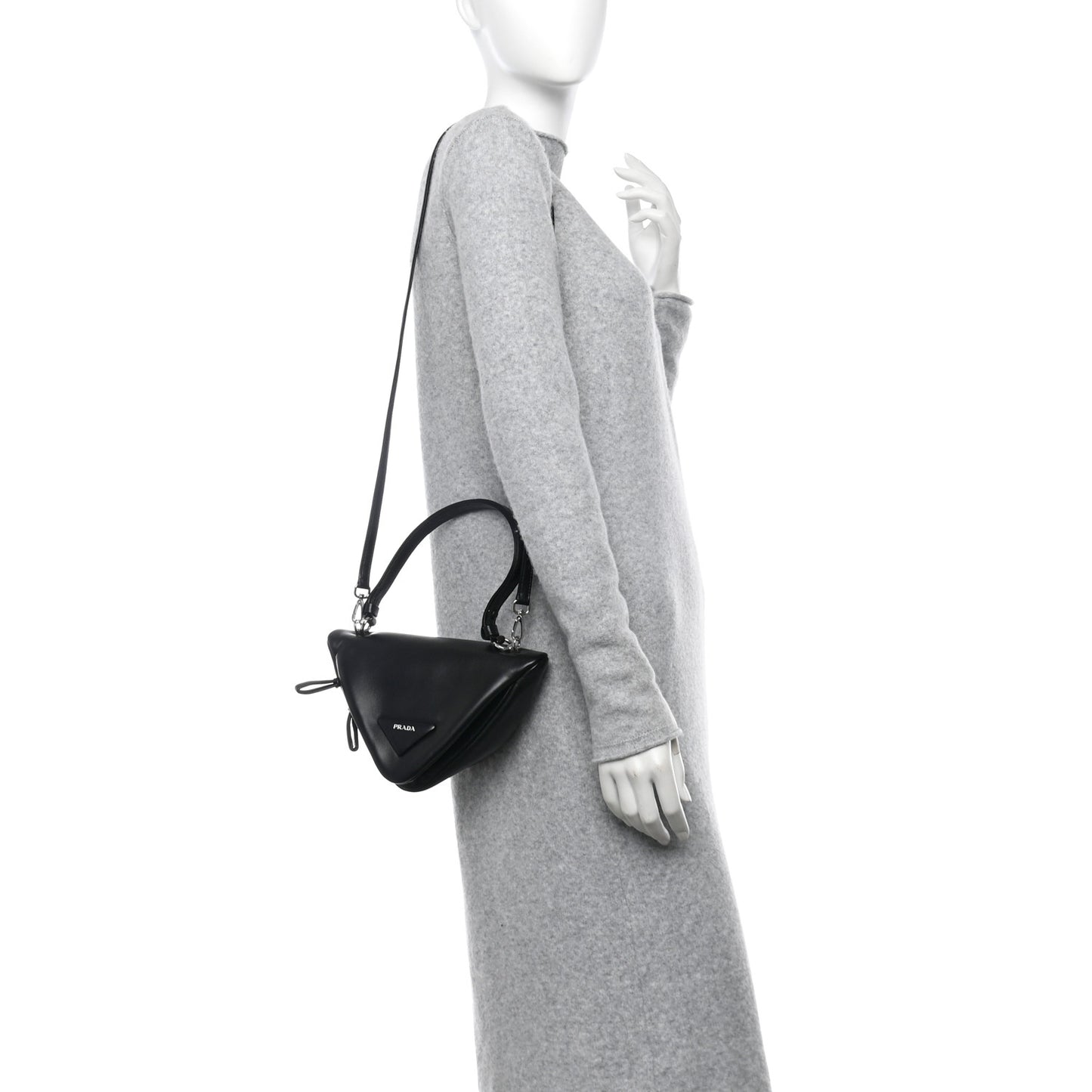 Nappa Padded Signaux Triangle Crossbody Black