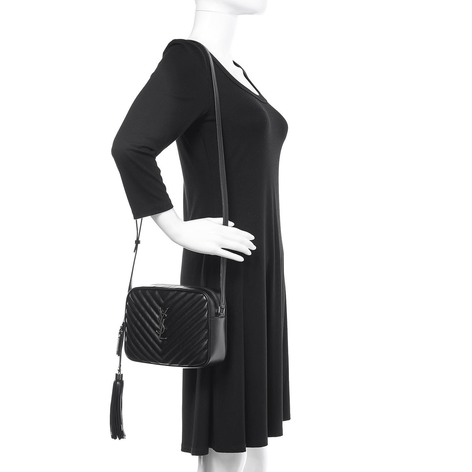 Saint Laurent Calfskin Matelasse Monogram Lou Camera Bag Black 2 of 10