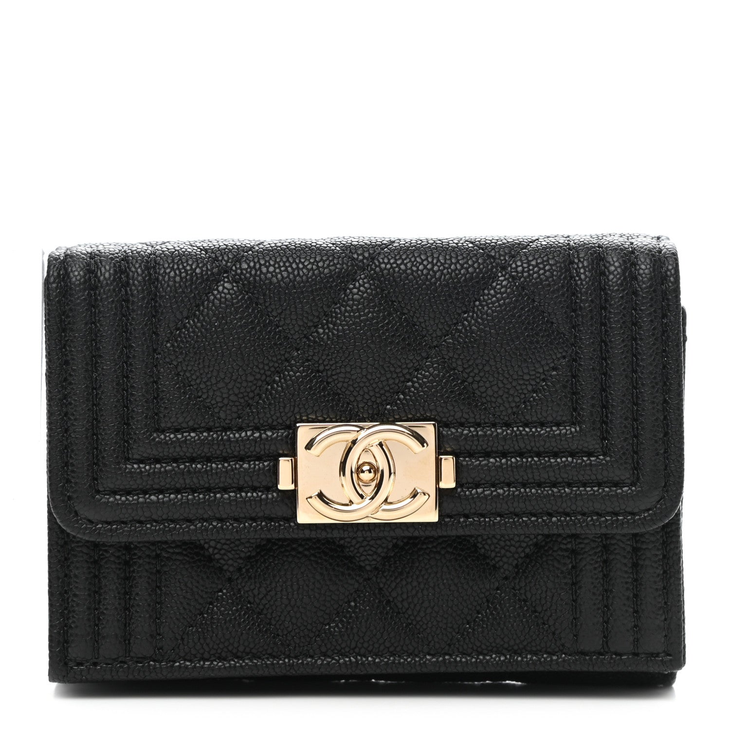 Chanel Caviar Quilted Small Boy Flap Wallet Black 1 of 9