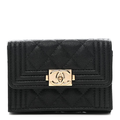 Chanel Caviar Quilted Small Boy Flap Wallet Black 1 of 9
