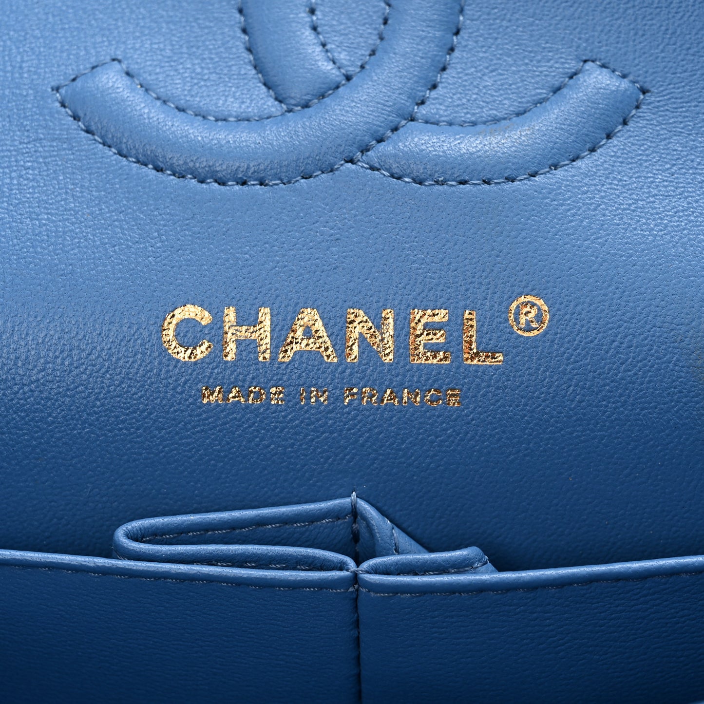 Caviar Quilted Small Double Flap Blue