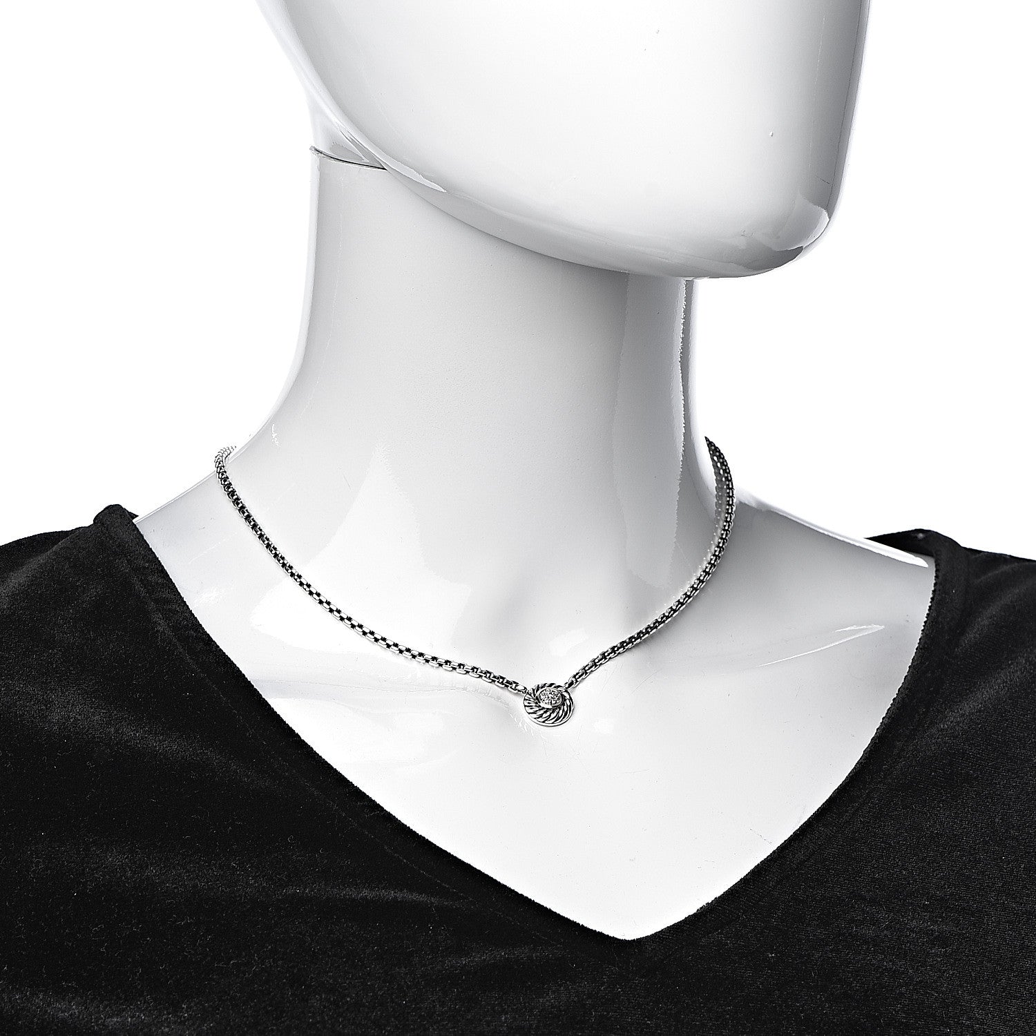David Yurman Sterling Silver 18K Yellow Gold Diamond 12mm Pave Cookie Necklace 2 of 6