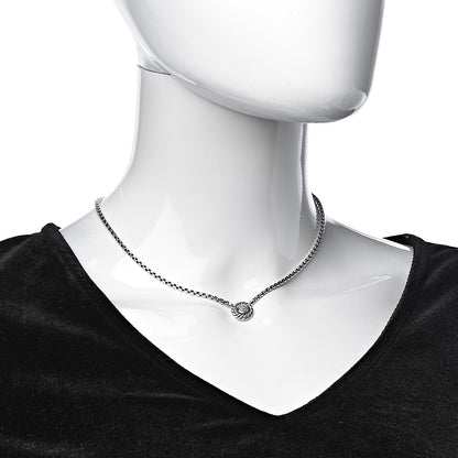David Yurman Sterling Silver 18K Yellow Gold Diamond 12mm Pave Cookie Necklace 2 of 6