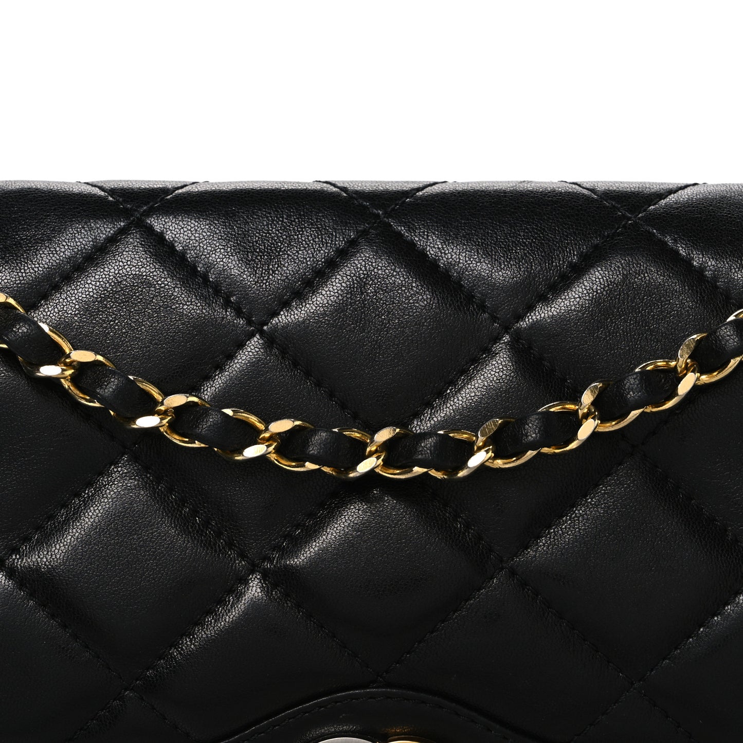 Lambskin Medium Double Flap Black