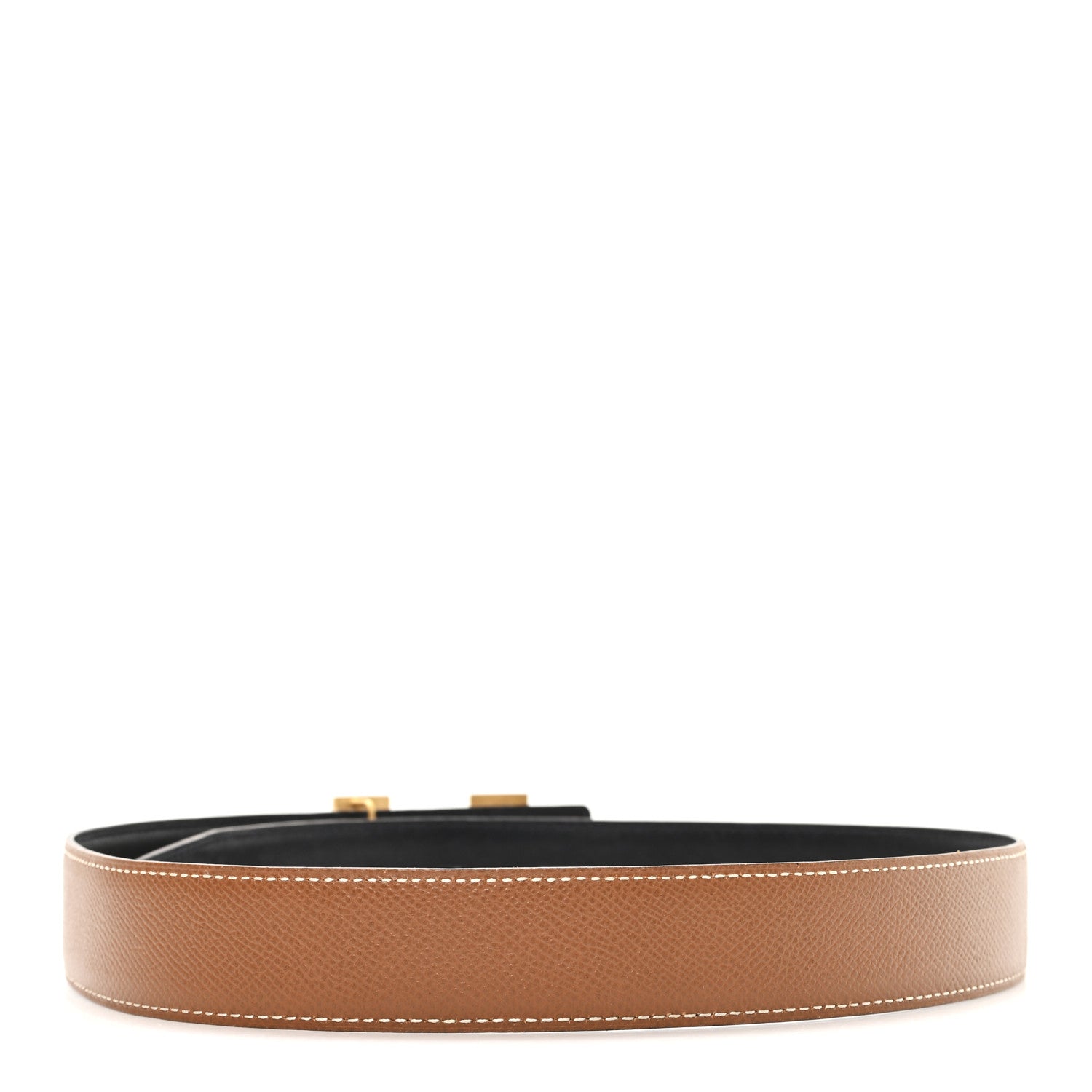 Hermes Box Courchevel 24mm Constance H Belt  70 28 Black Gold 2 of 6