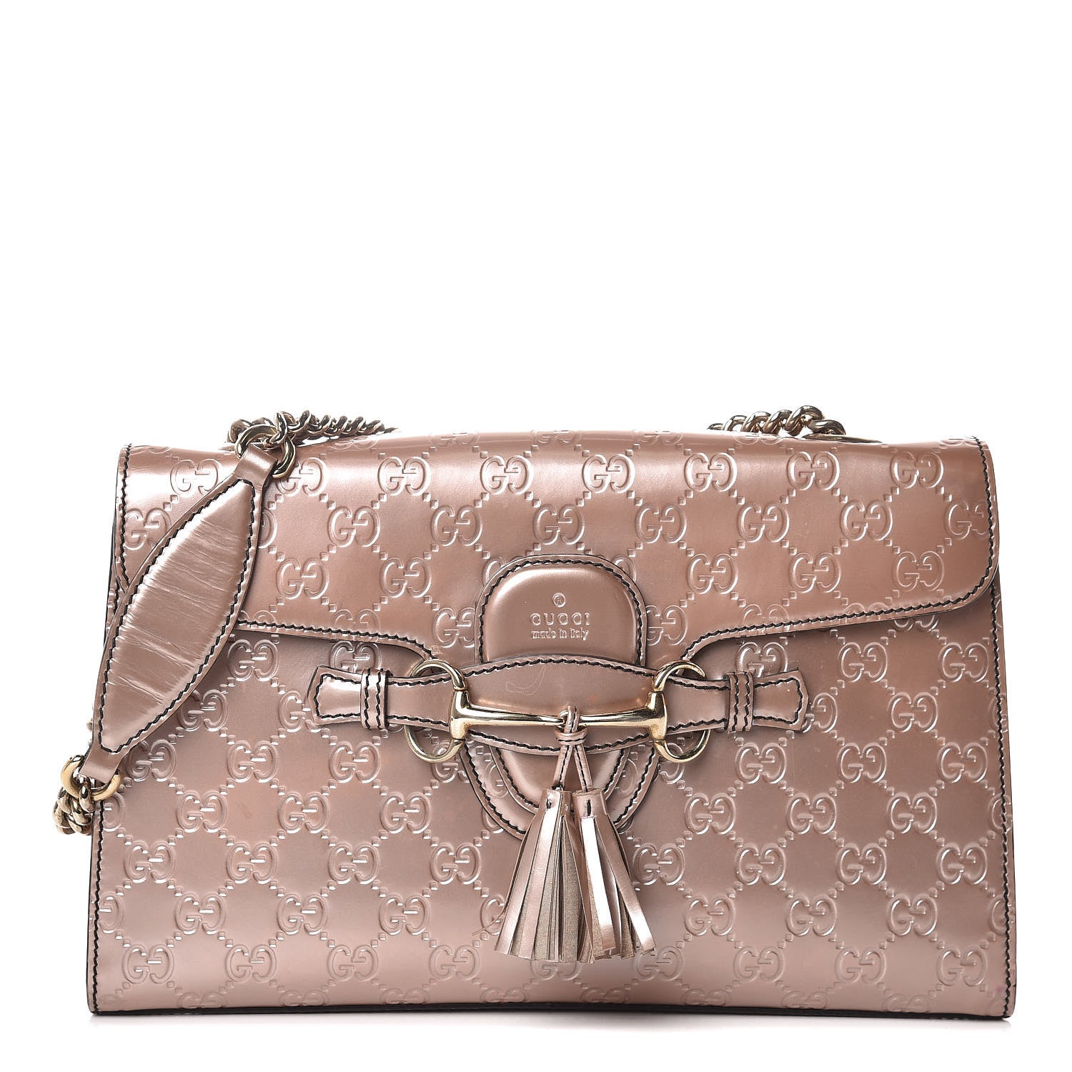 Gucci Shine Guccissima Medium Emily Chain Shoulder Bag Dark Cipria 1 of 16