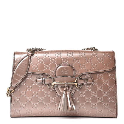 Gucci Shine Guccissima Medium Emily Chain Shoulder Bag Dark Cipria 1 of 16