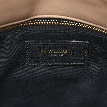 Saint Laurent Lambskin Quilted Small Loulou Puffer Monogram Chain Satchel Dark Beige 6 of 10