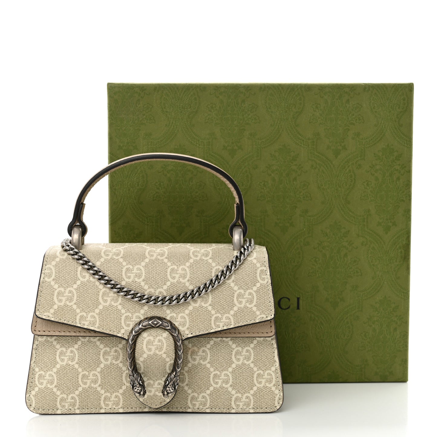 GG Supreme Monogram Mini Dionysus Top Handle Bag Beige Mystic White Oatmeal