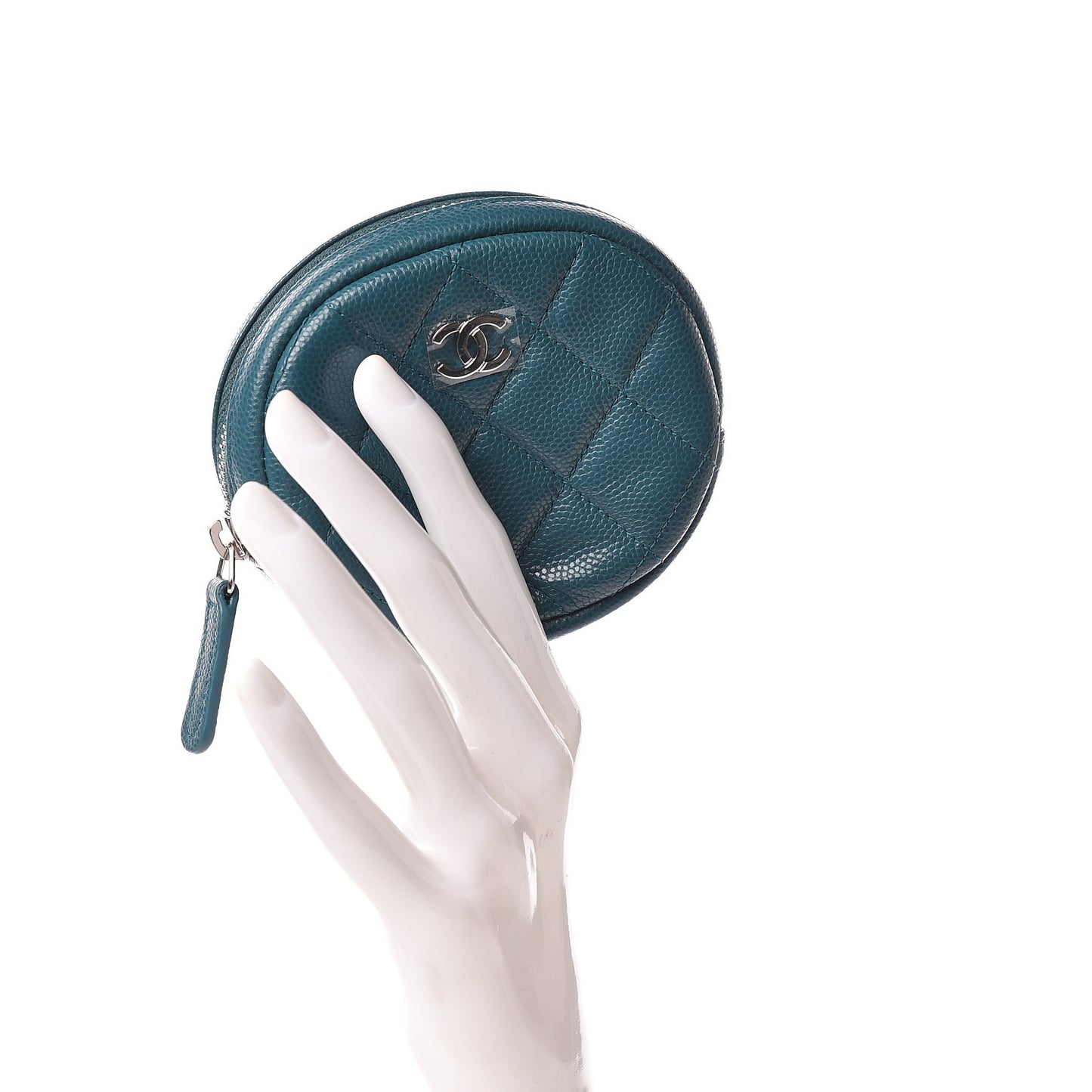 Caviar Quilted Zip Around Classic Coin Purse Dark Turquoise