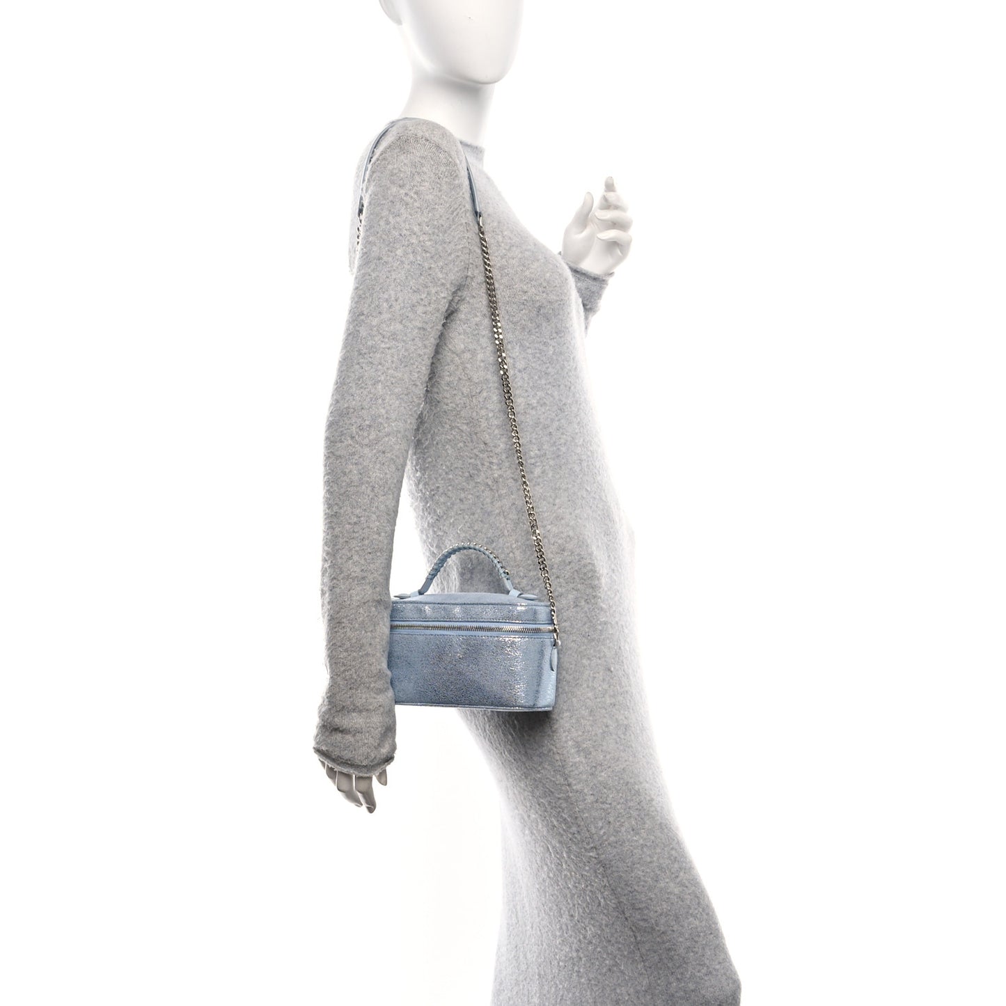 Metallic Shaggy Deer Falabella Cosmetic Case Blue
