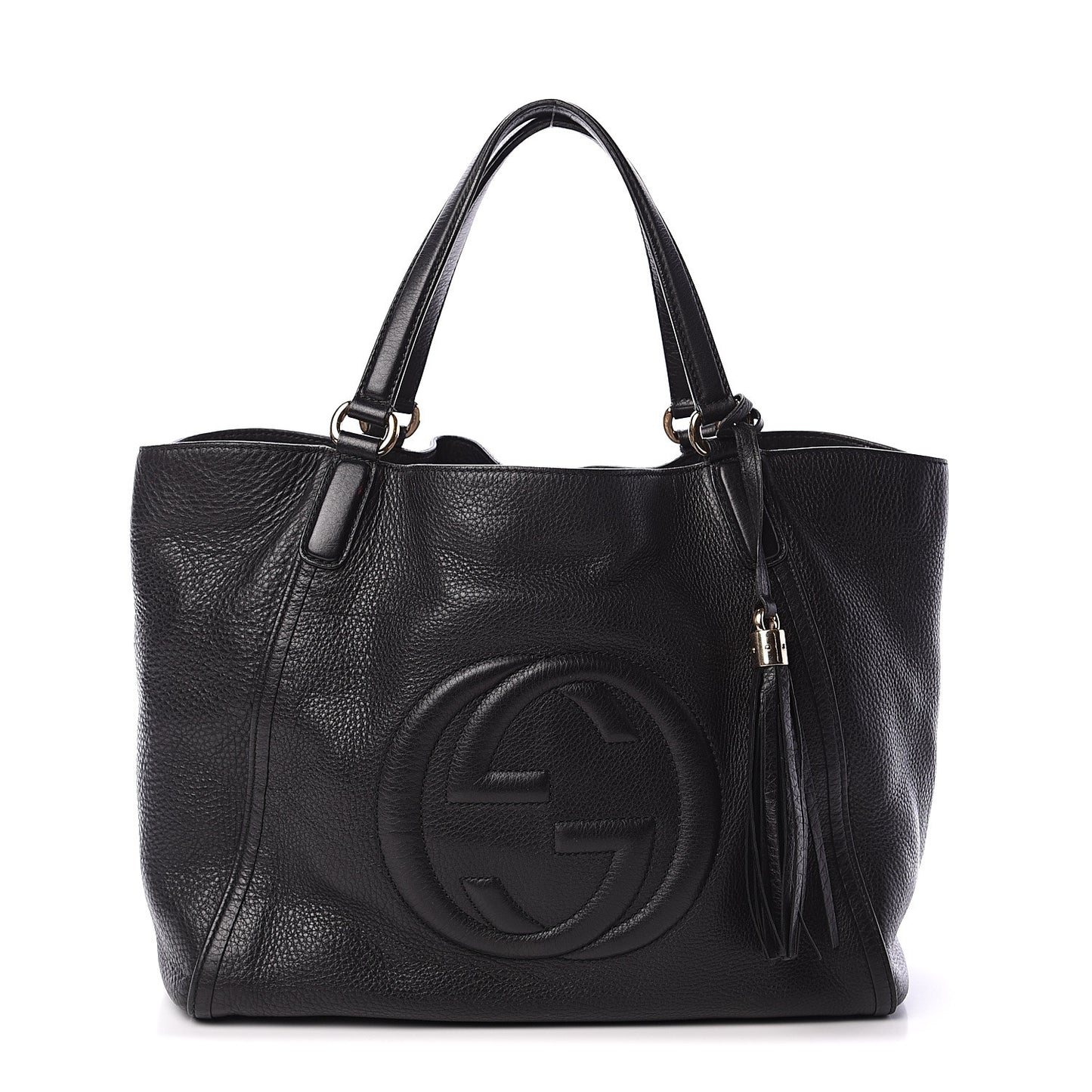 Pebbled Calfskin Medium Soho Shoulder Bag Black