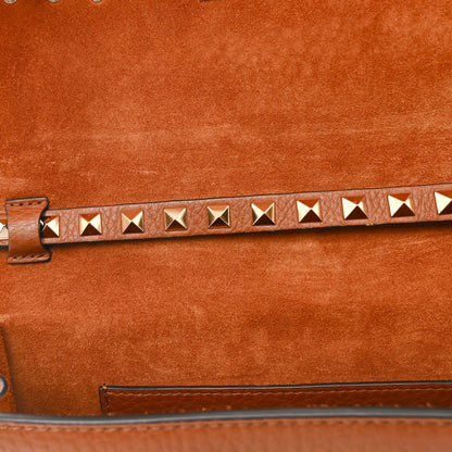 Valentino Garavani Pebbled Calfskin Medium Rockstud Flip Lock Crossbody Bag Saddle Brown 11 of 14