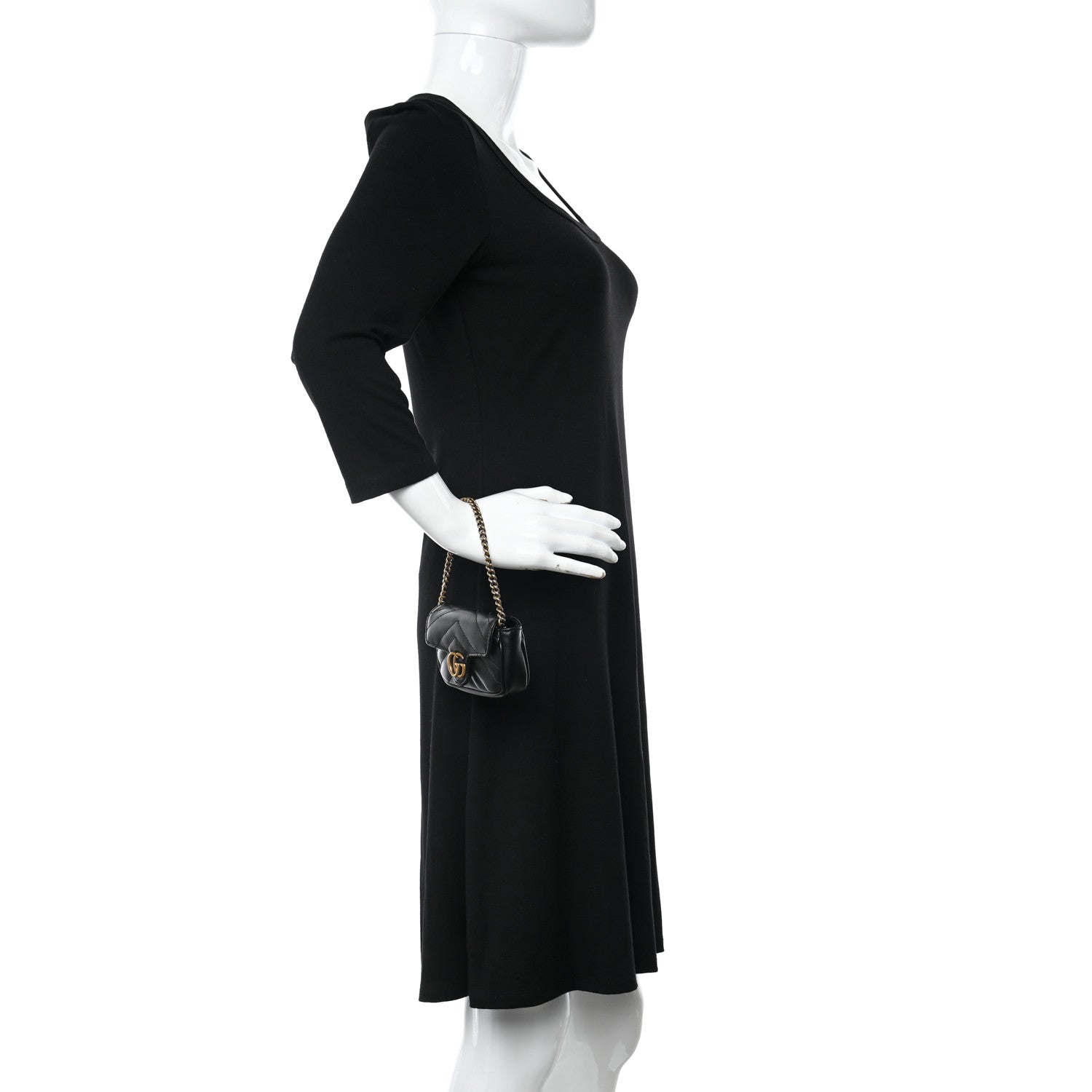 Gucci Calfskin Matelasse GG Marmont 2.0 Coin Purse On A Chain Black 2 of 10