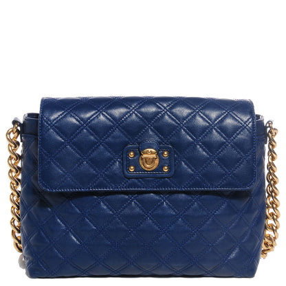 Marc Jacobs Lambskin Quilted The XL Single Flap Navy 1 of 8