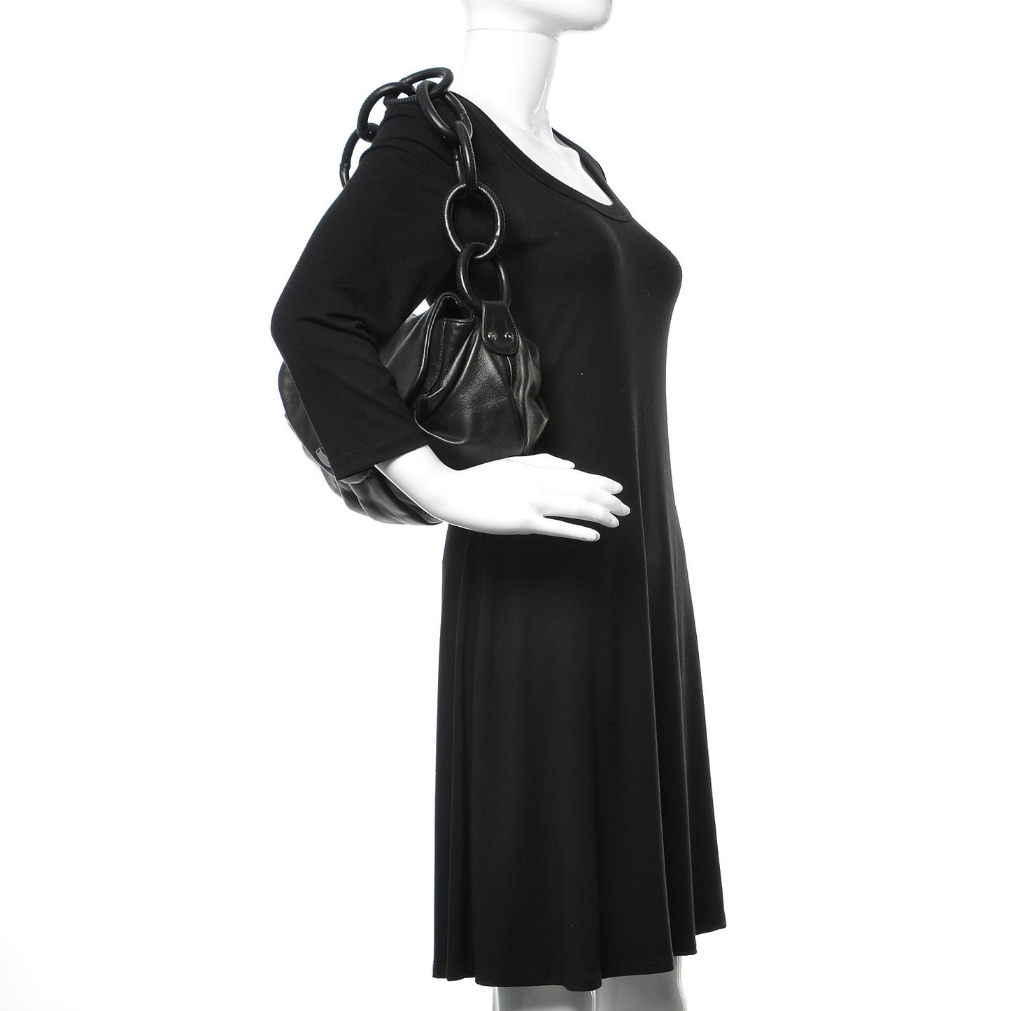 Lambskin Pleated CC Shoulder Bag Black