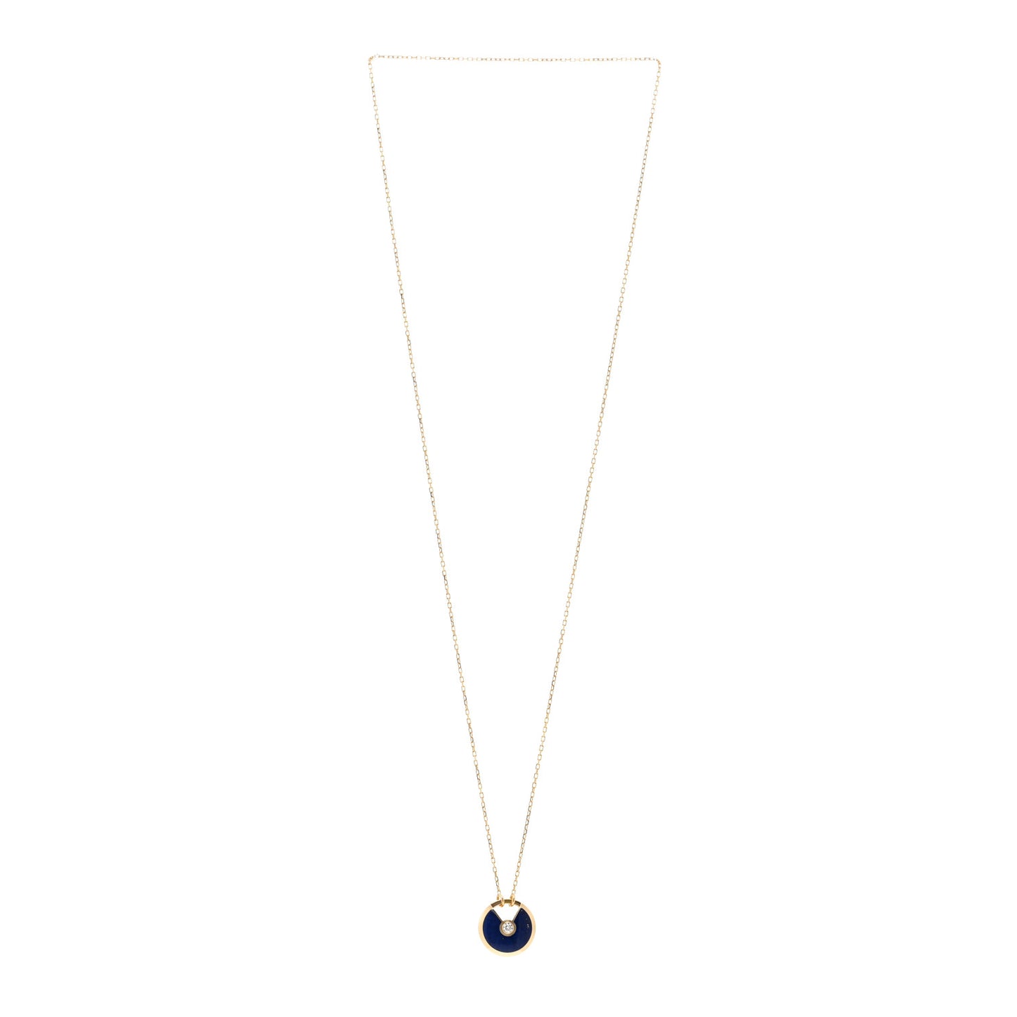 18K Yellow Gold Diamond Lapis Lazuli SM Amulette de Cartier Pendant Necklace